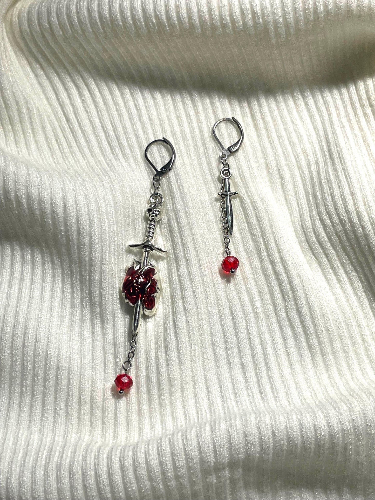 Sword Mismatch Dangle Earrings | Silver Gothic Y2K Jewelry