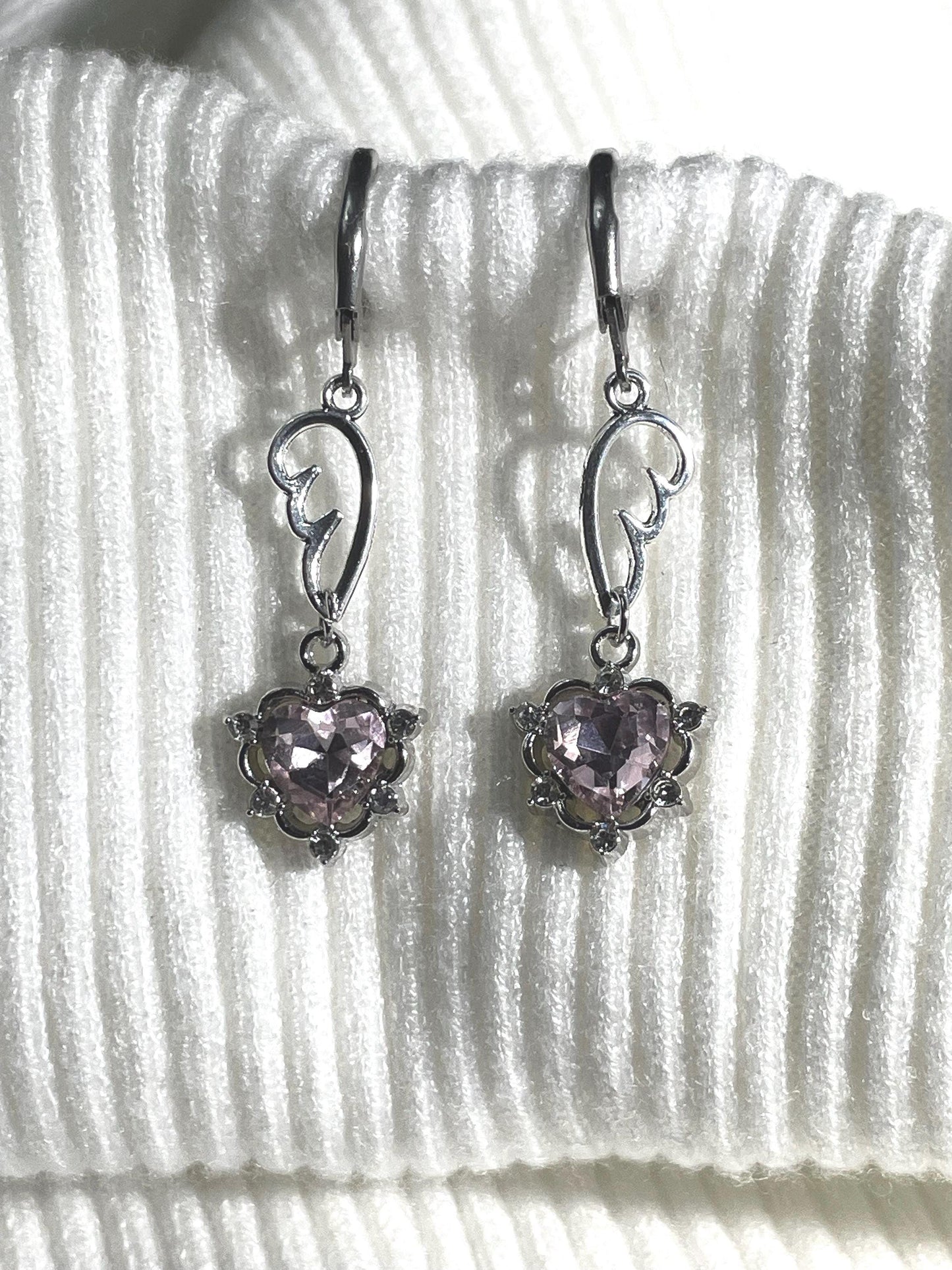 Pink Wing Earrings | Fairycore Silver Dangly Jewelry