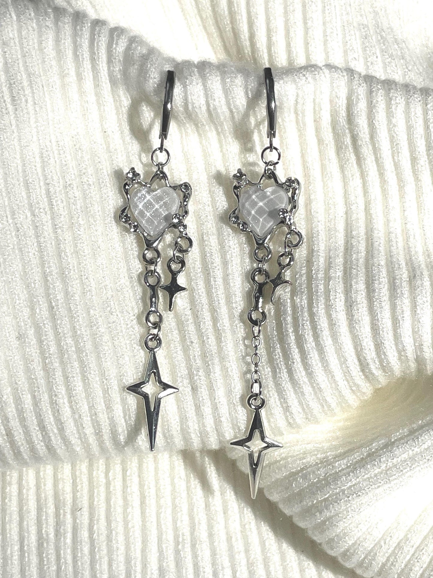 Heart & Star Earrings | Handmade Asymmetrical Y2K Statement Jewelry