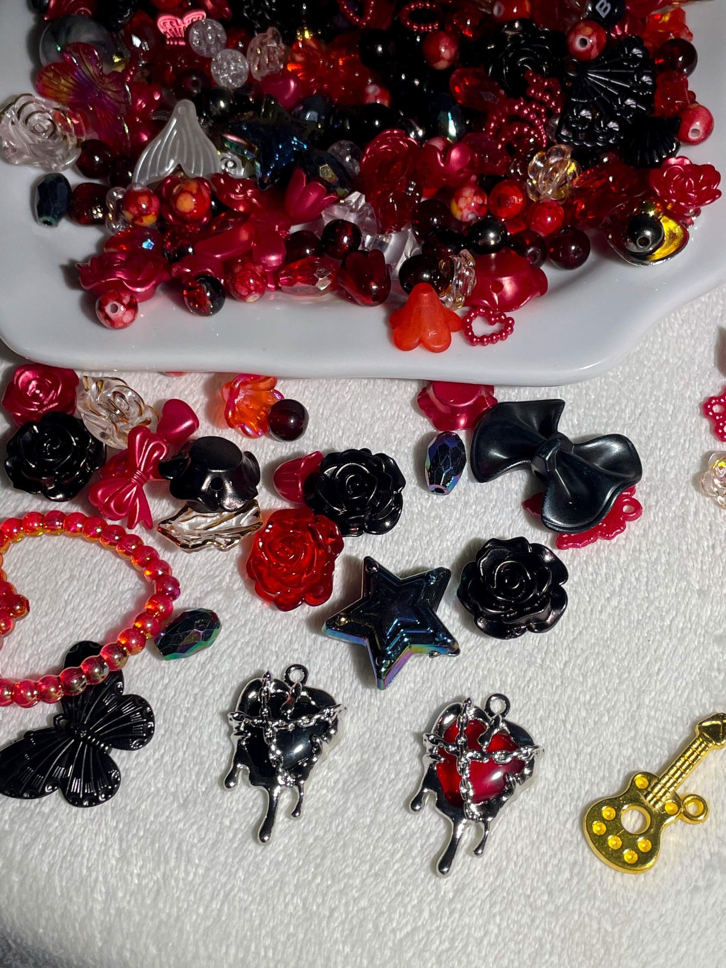 Black & Red Bead Soup | Gothic Spooky Curated Bead Mix