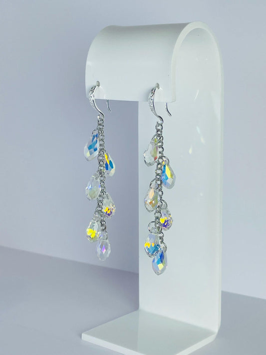 Water Drop Dangle Earrings | Iridescent Ethereal Rain Jewelry