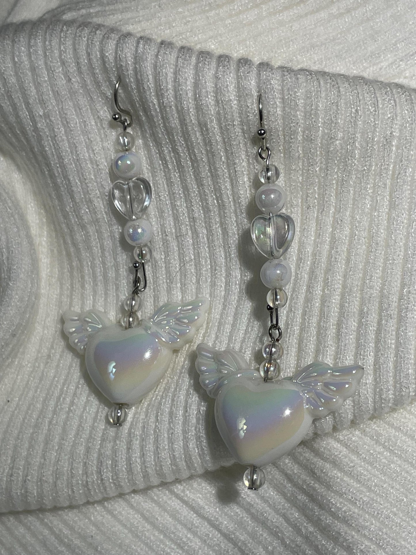 White Angel Earrings | Coquette Fairycore Silver Handmade Jewelry