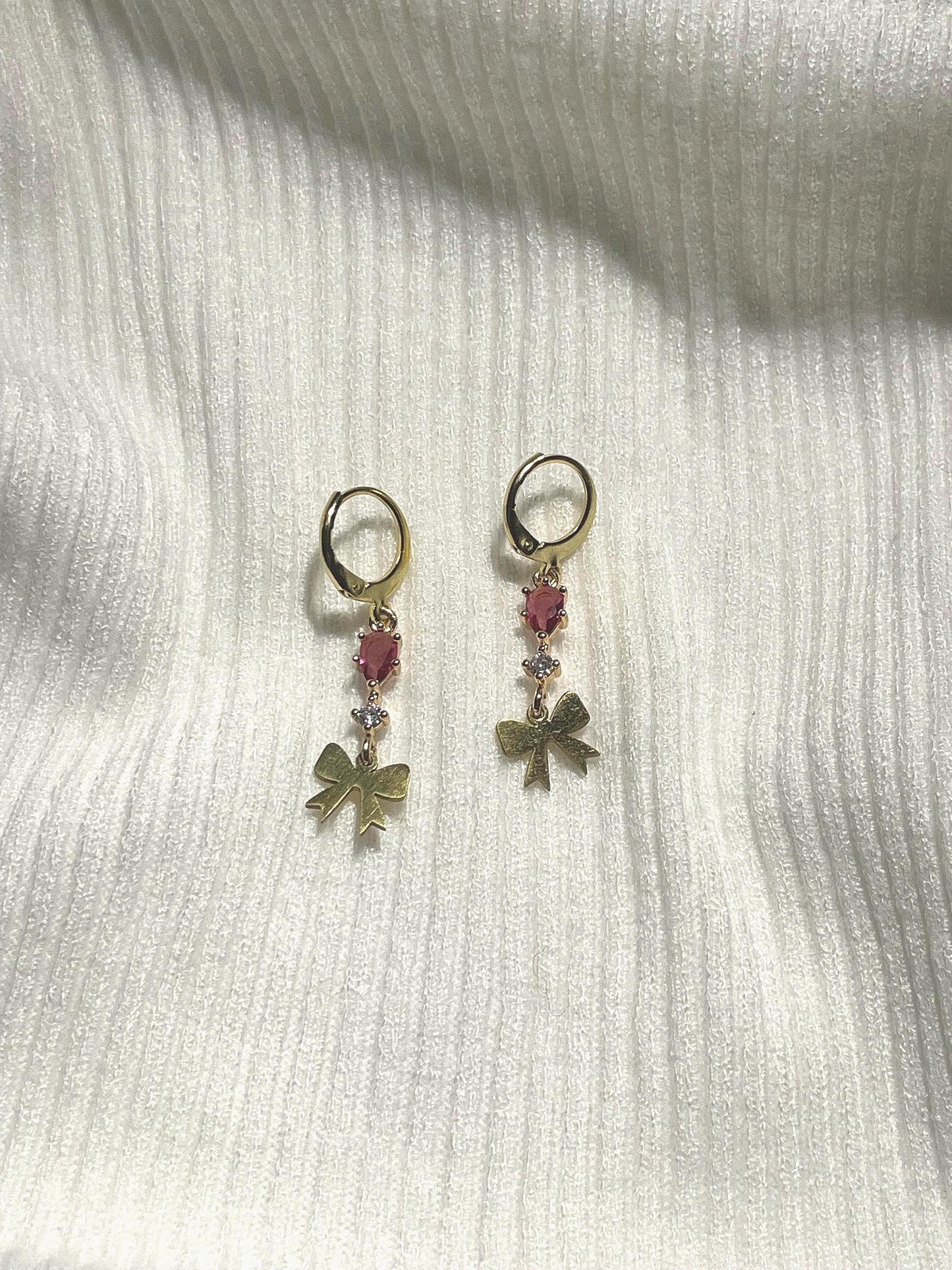 Gold Teardrop Bow Earrings | Romantic Fairycore Botanical Jewelry