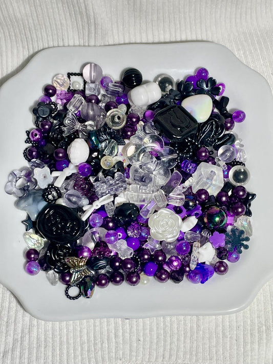 Dark Purple Bead Soup | Y2K Jewelry Making Supplies, Handmade Bead Confetti