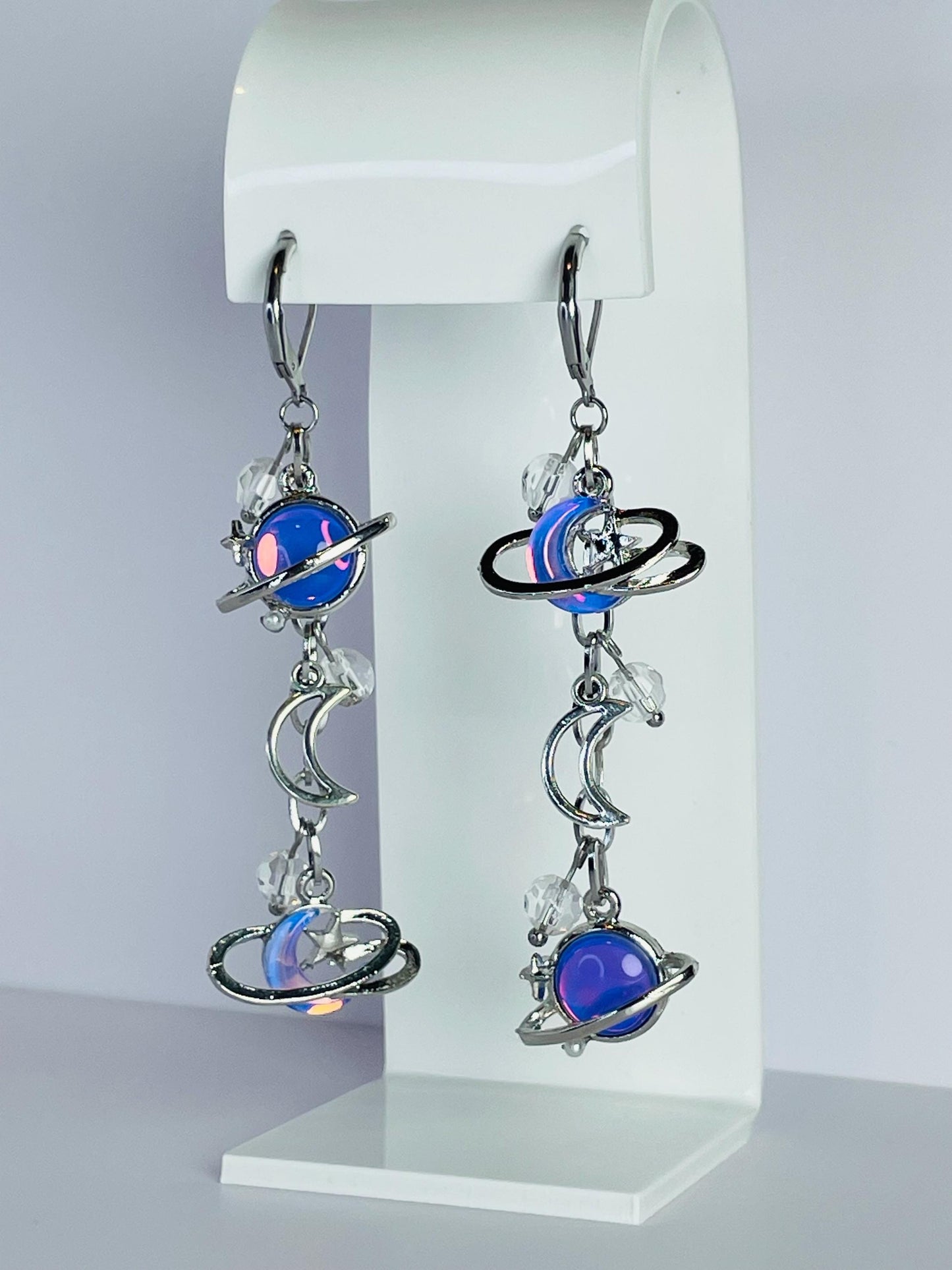 Mismatch Moon & Star Earrings | Gothic Y2K Celestial Dangly Jewelry