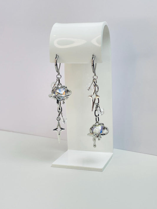 Mismatch Melting Heart Earrings | Gothic Grunge Dangly Heart Jewelry