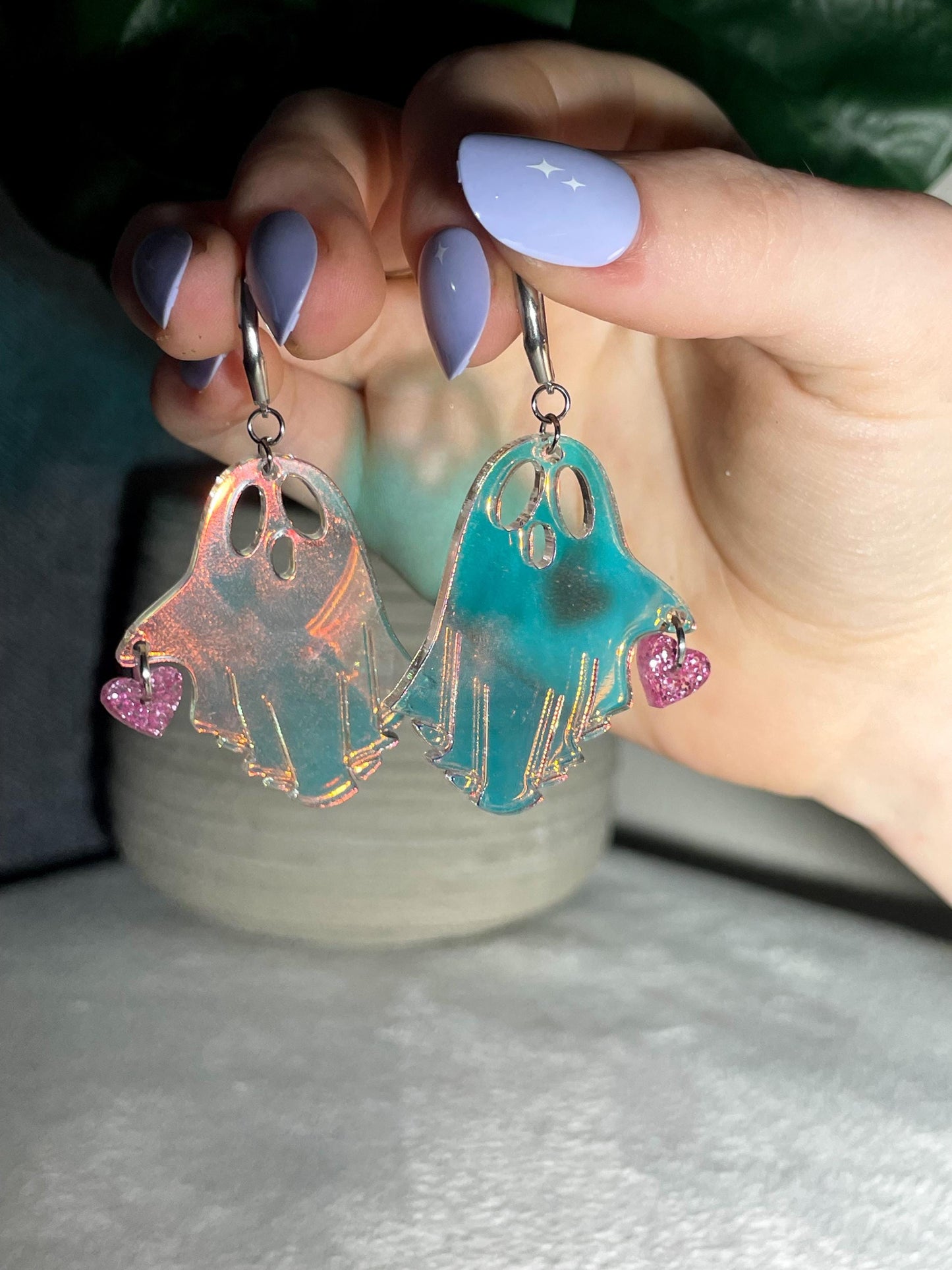 Iridescent Ghost Earrings | Cute Sheet Ghost Earrings