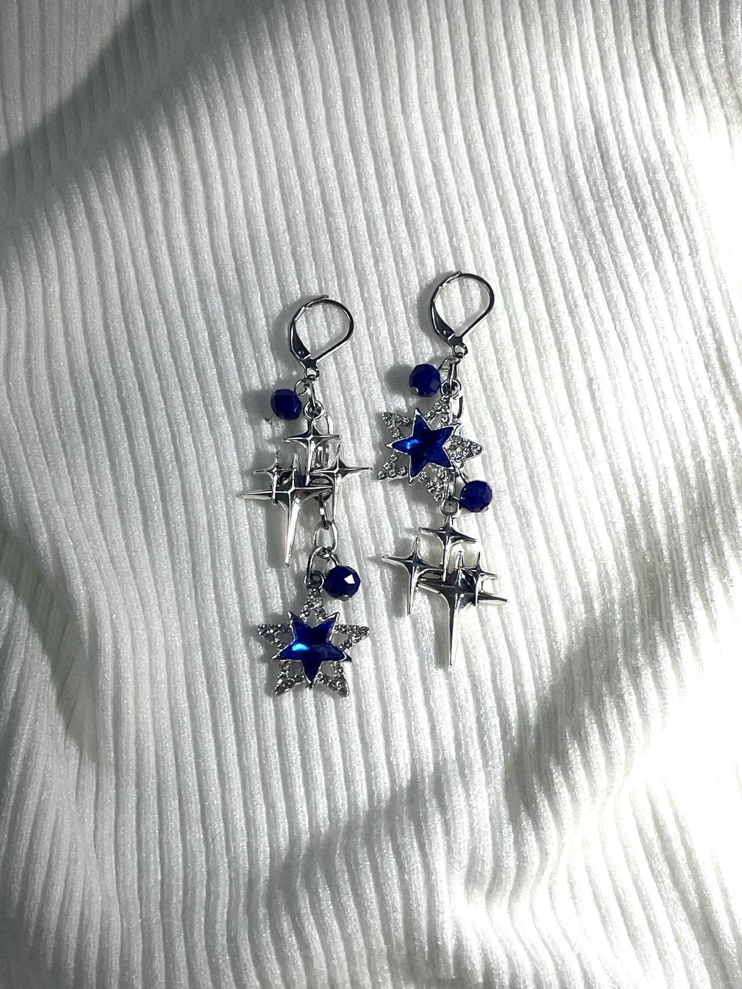 Blue Mismatch Star Earrings | Y2K Grunge Asymmetrical Cluster Earrings
