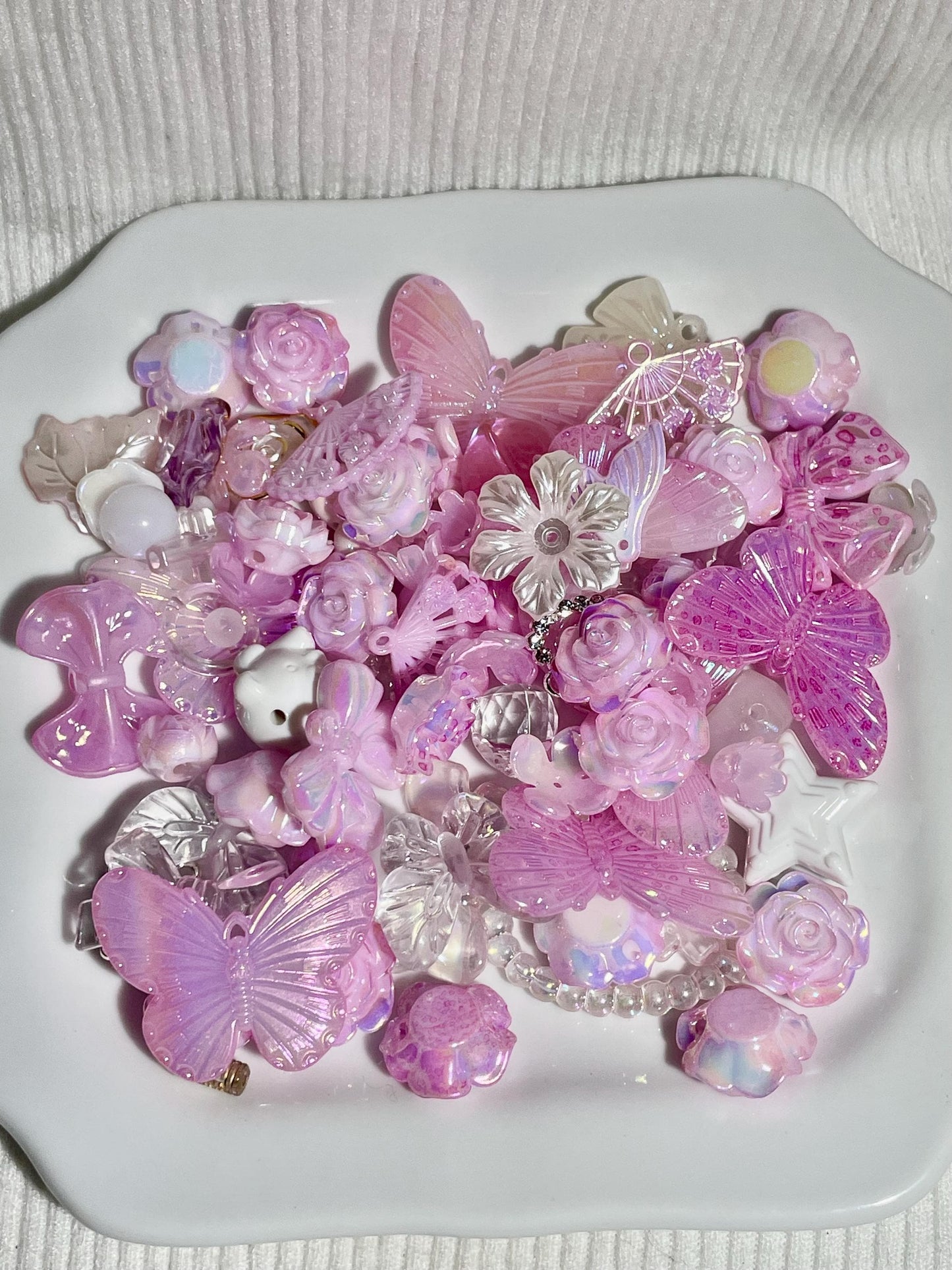 Coquette Bead Confetti | Soft Pink Y2K Handmade Bead Soup