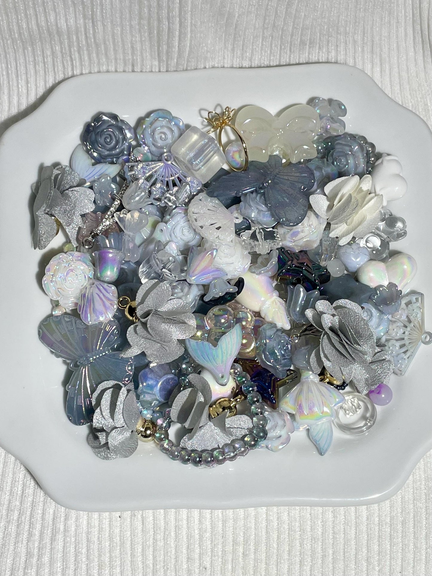 Grey Bead Soup Mix | Handmade Y2K Style Glass Beads