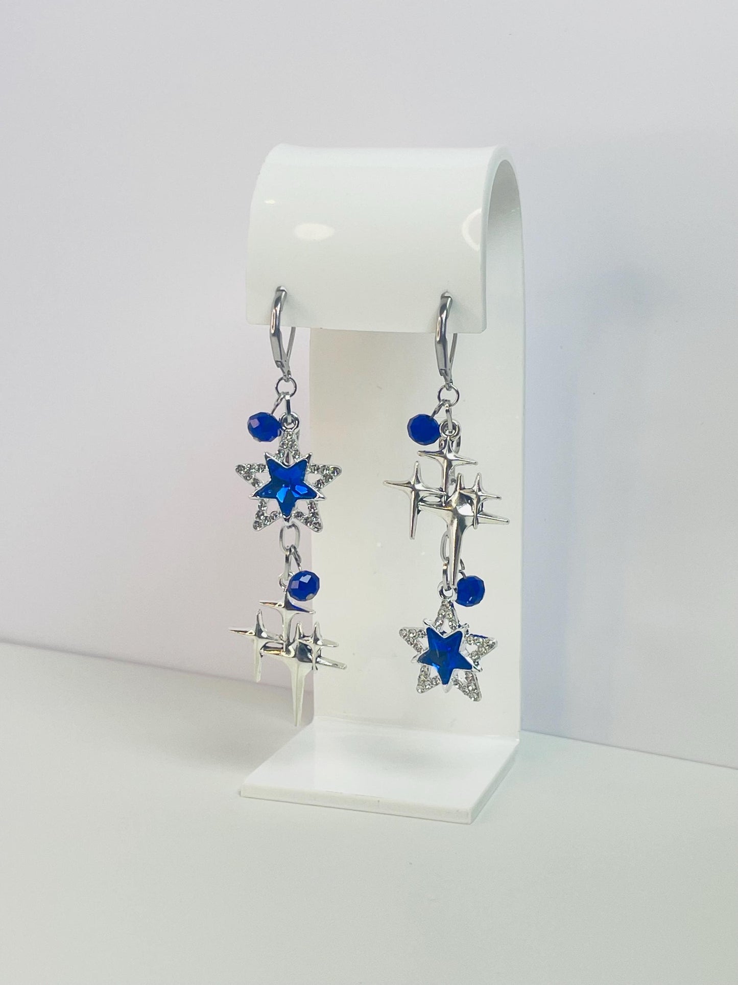 Blue Mismatch Star Earrings | Y2K Grunge Asymmetrical Cluster Earrings