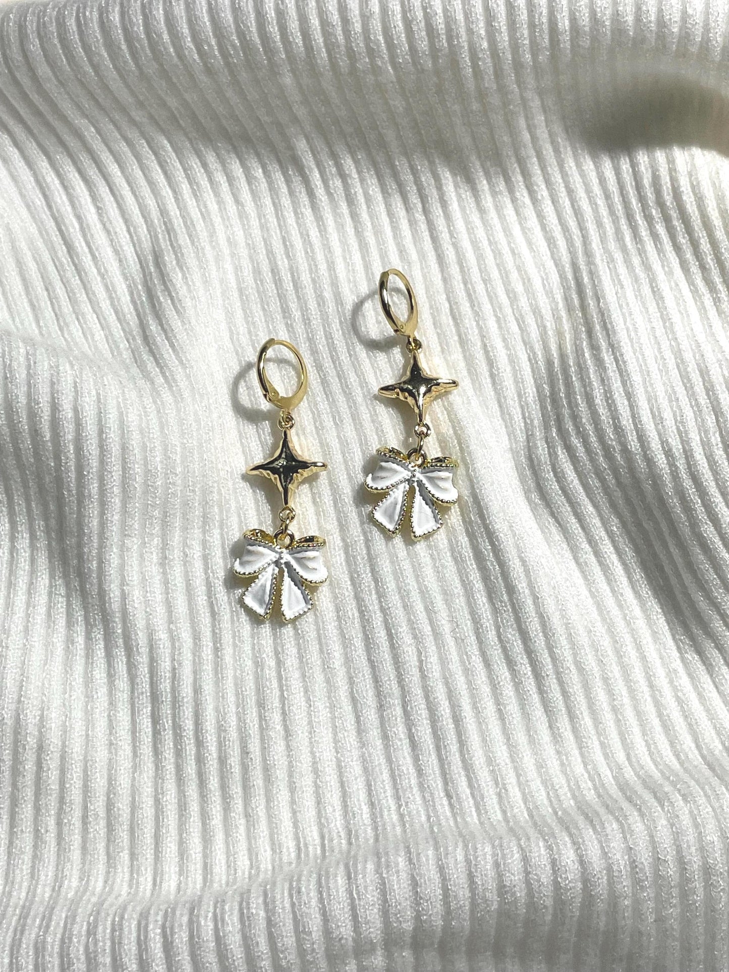 Gold Bow Star Earrings | Fairycore Botanical Romantic Jewelry
