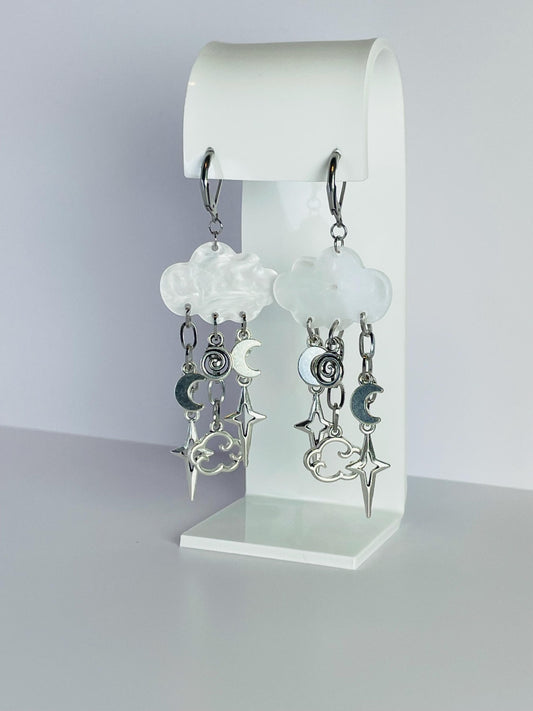 Cloud Cluster Earrings | Fairycore Cottagecore Silver Jewelry