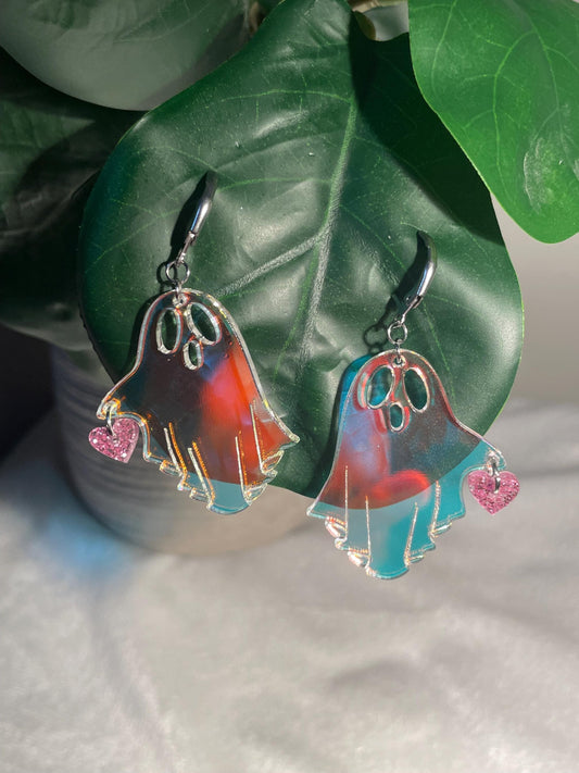 Iridescent Ghost Earrings | Cute Sheet Ghost Earrings
