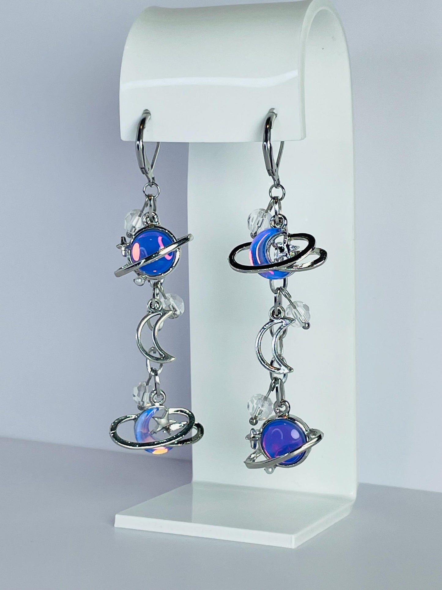 Mismatch Moon & Star Earrings | Gothic Y2K Celestial Dangly Jewelry