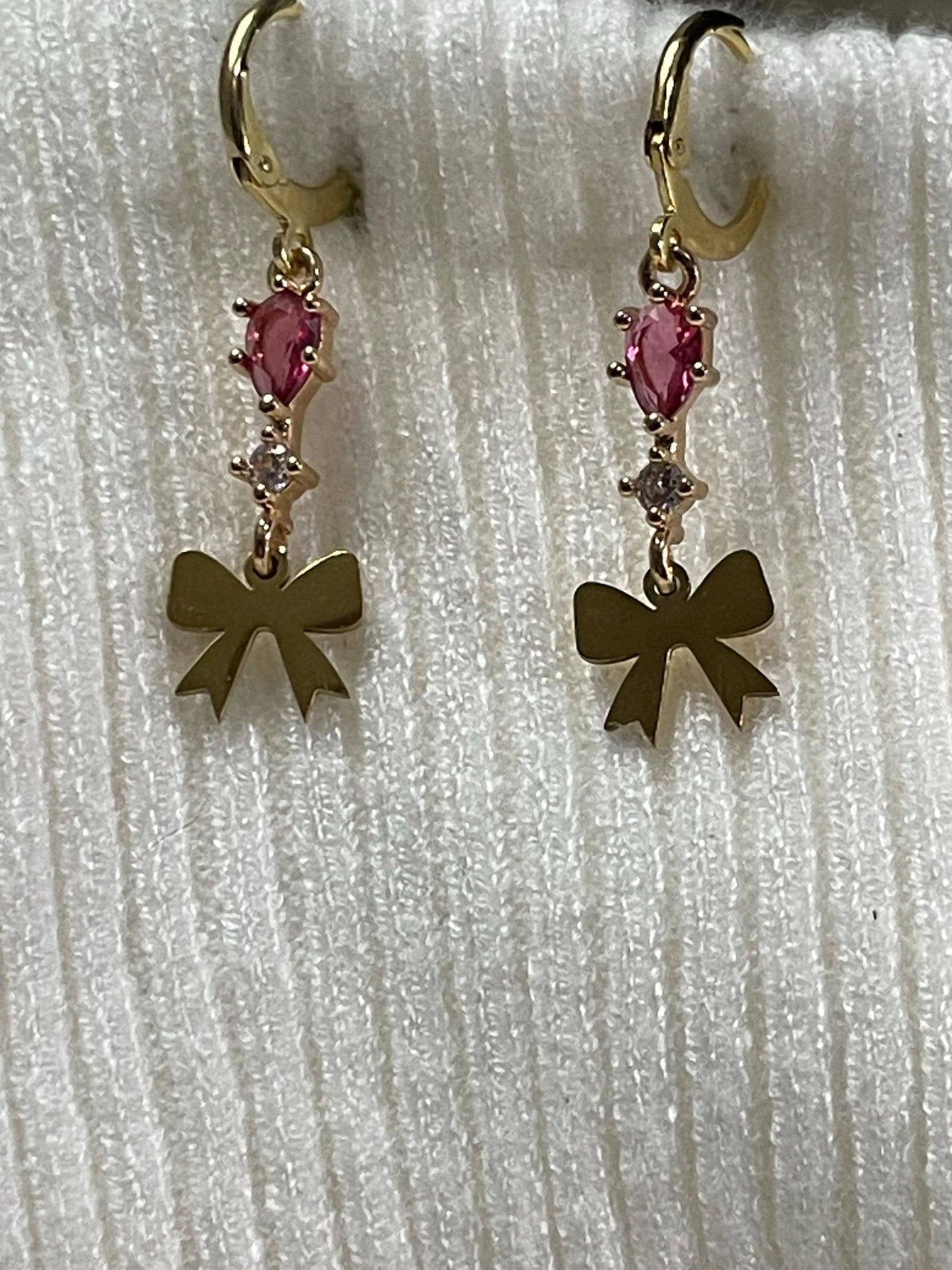 Gold Teardrop Bow Earrings | Romantic Fairycore Botanical Jewelry