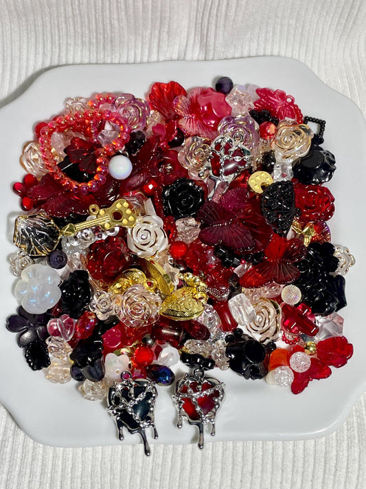 Black & Red Bead Soup | Gothic Spooky Curated Bead Mix
