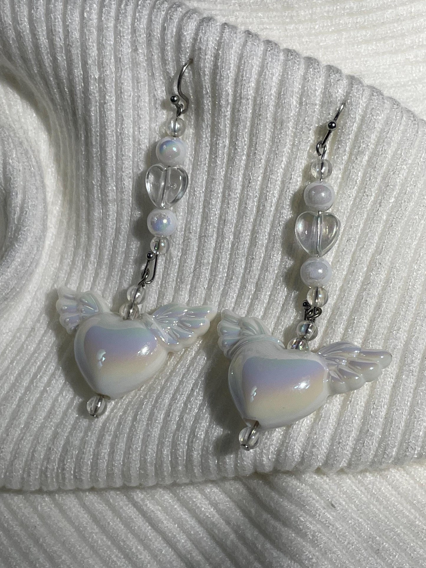 White Angel Earrings | Coquette Fairycore Silver Handmade Jewelry
