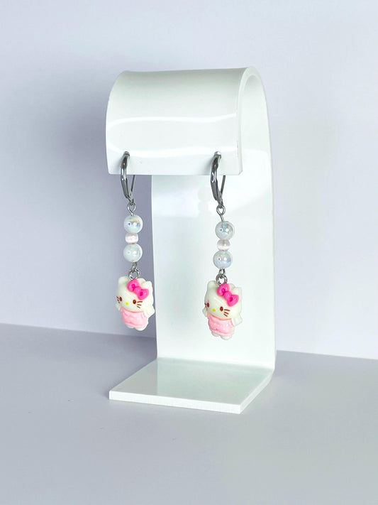 Kitty Beaded Earrings | Kawaii Cat Earrings, Cute Dangle Jewelry