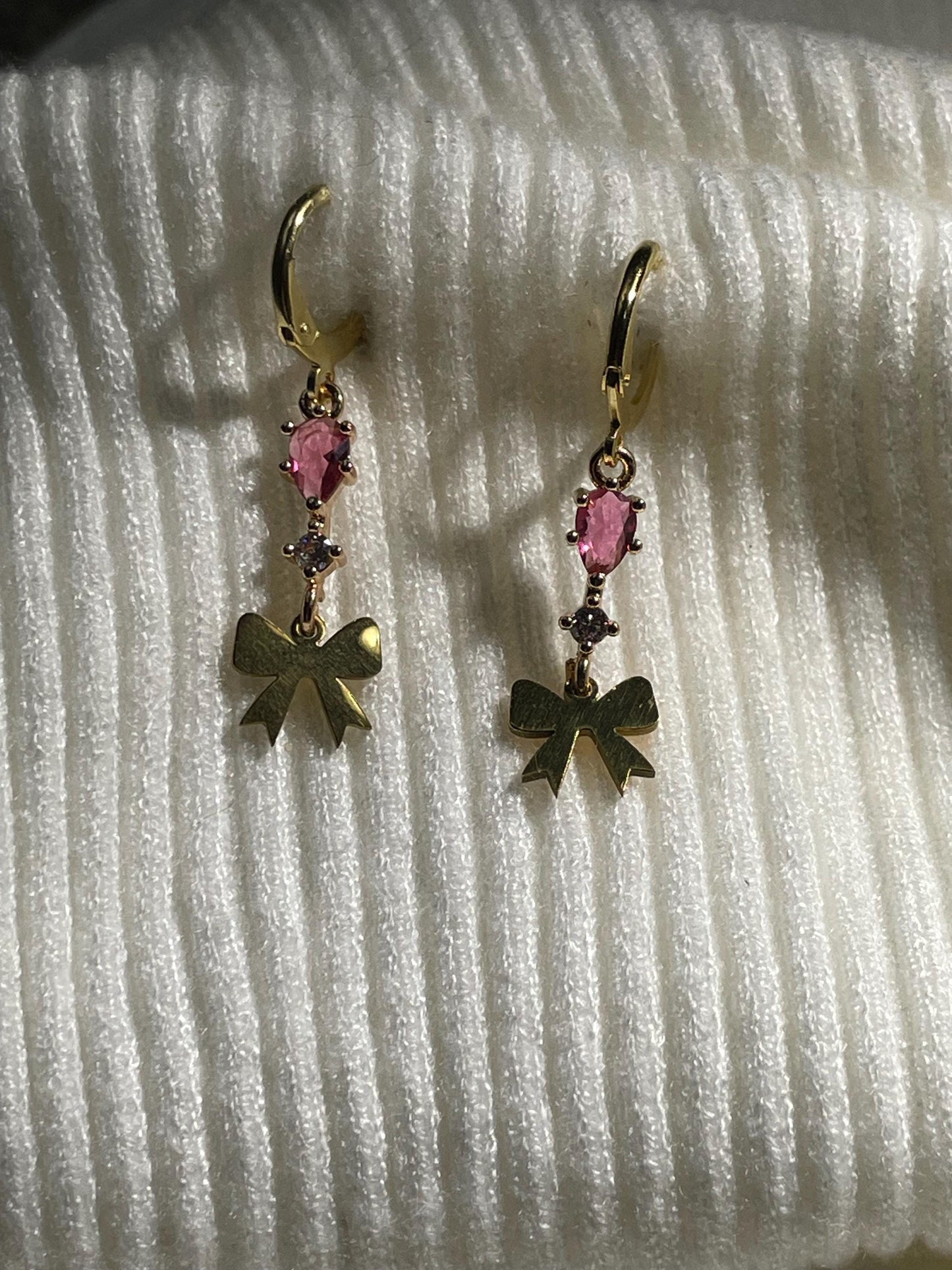Gold Teardrop Bow Earrings | Romantic Fairycore Botanical Jewelry