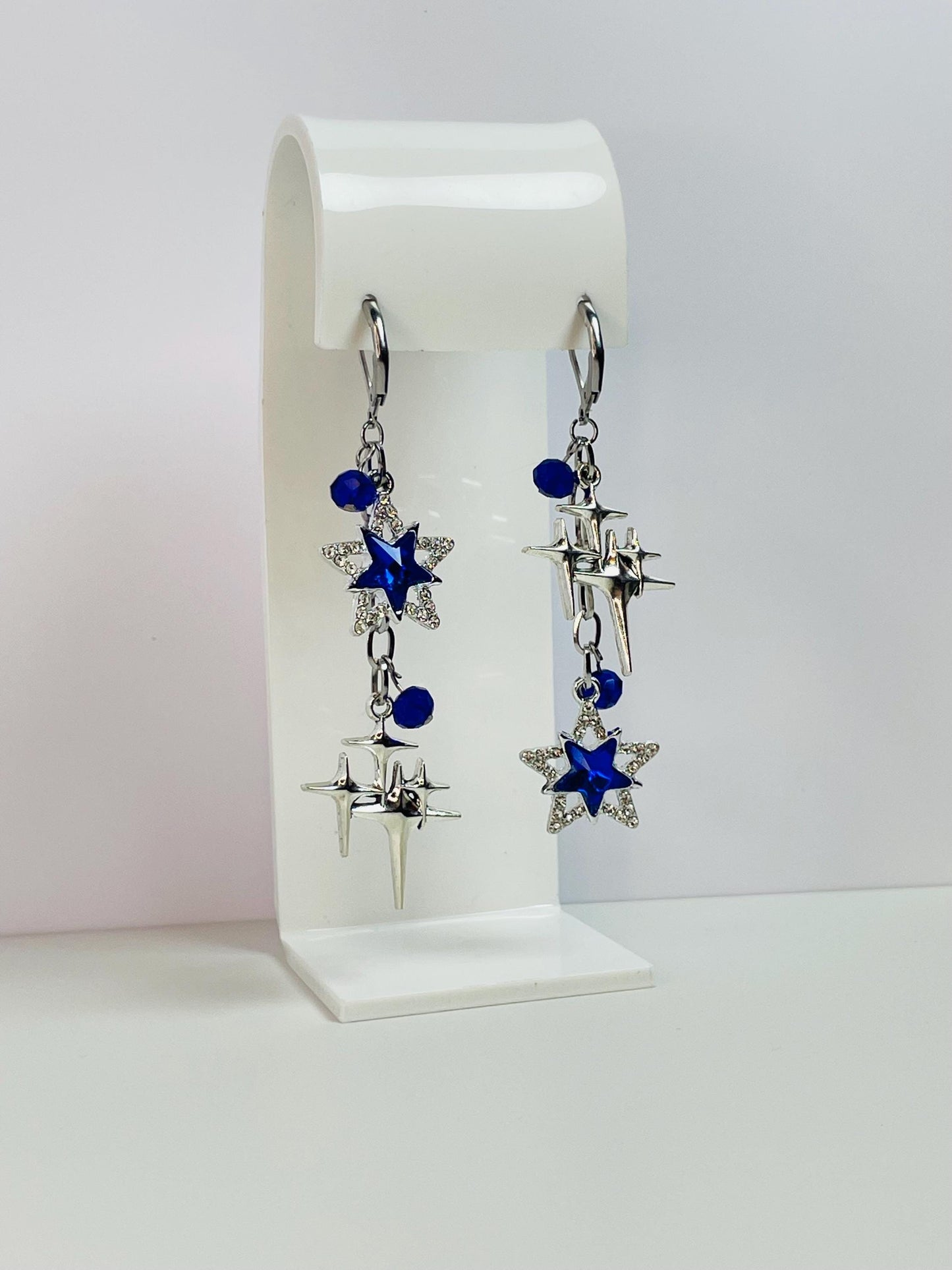 Blue Mismatch Star Earrings | Y2K Grunge Asymmetrical Cluster Earrings