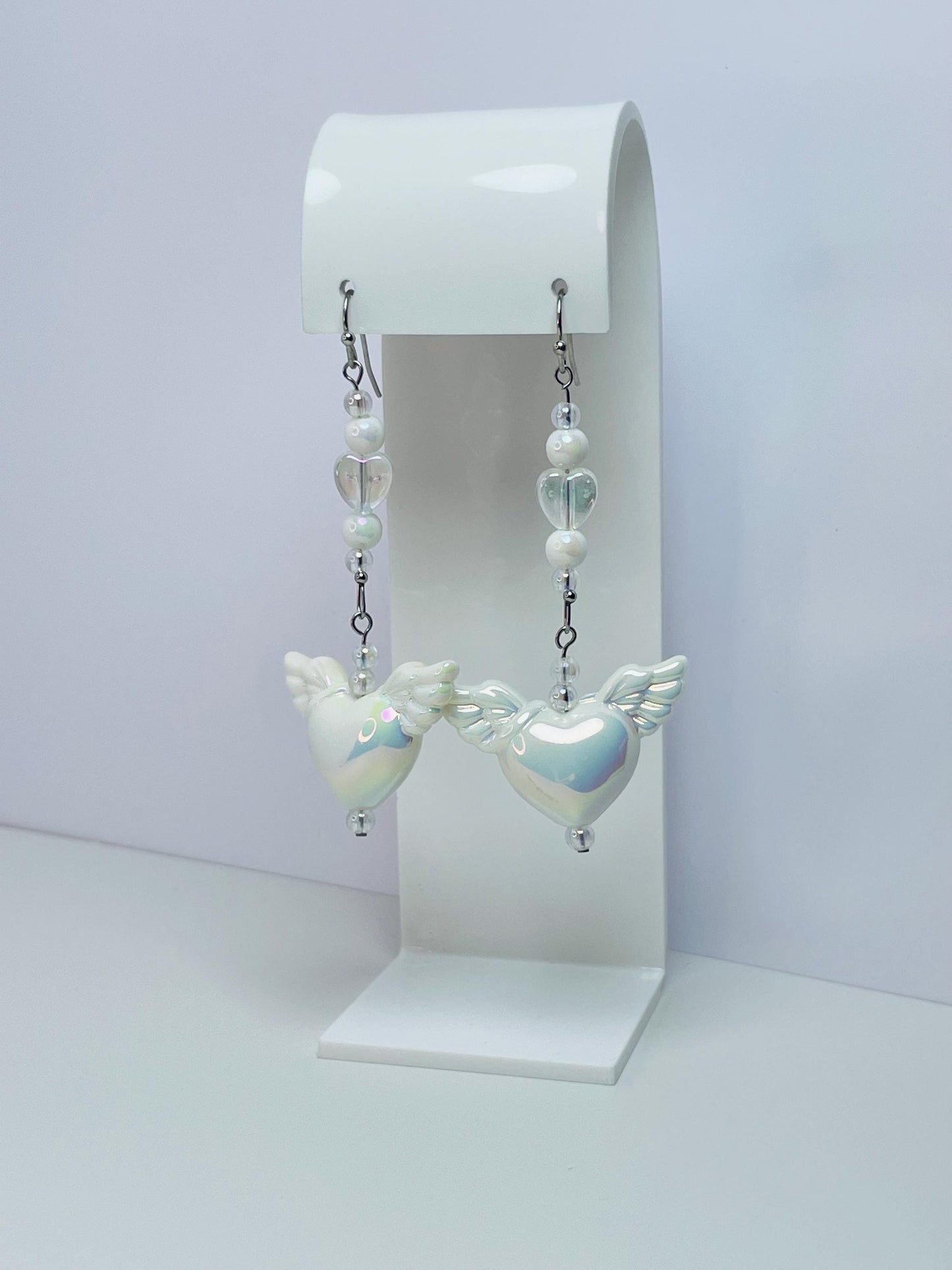 White Angel Earrings | Coquette Fairycore Silver Handmade Jewelry