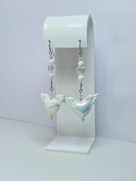 White Angel Earrings | Coquette Fairycore Silver Handmade Jewelry
