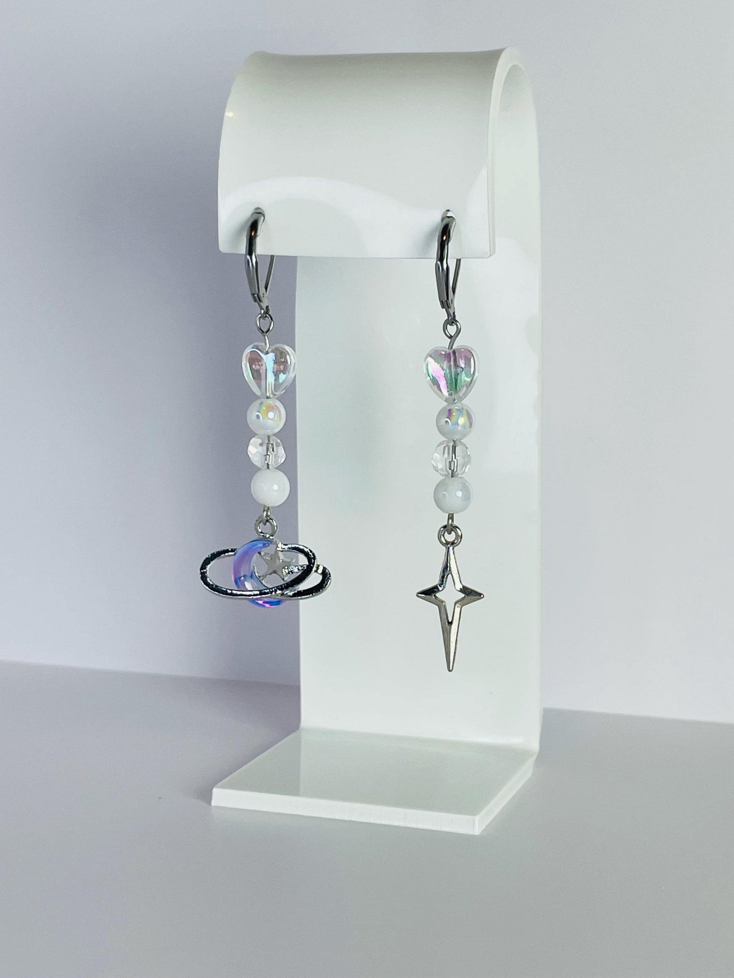 Mismatch Moon Star Earrings | Silver Y2K Asymmetrical Jewelry
