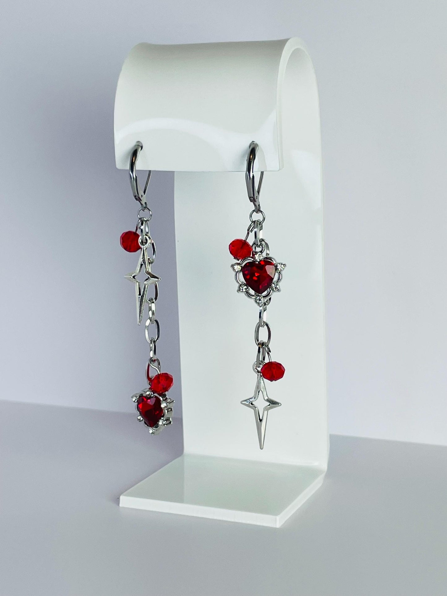Mismatch Heart Dangle Earrings | Grunge Goth Asymmetrical Fairycore Jewelr