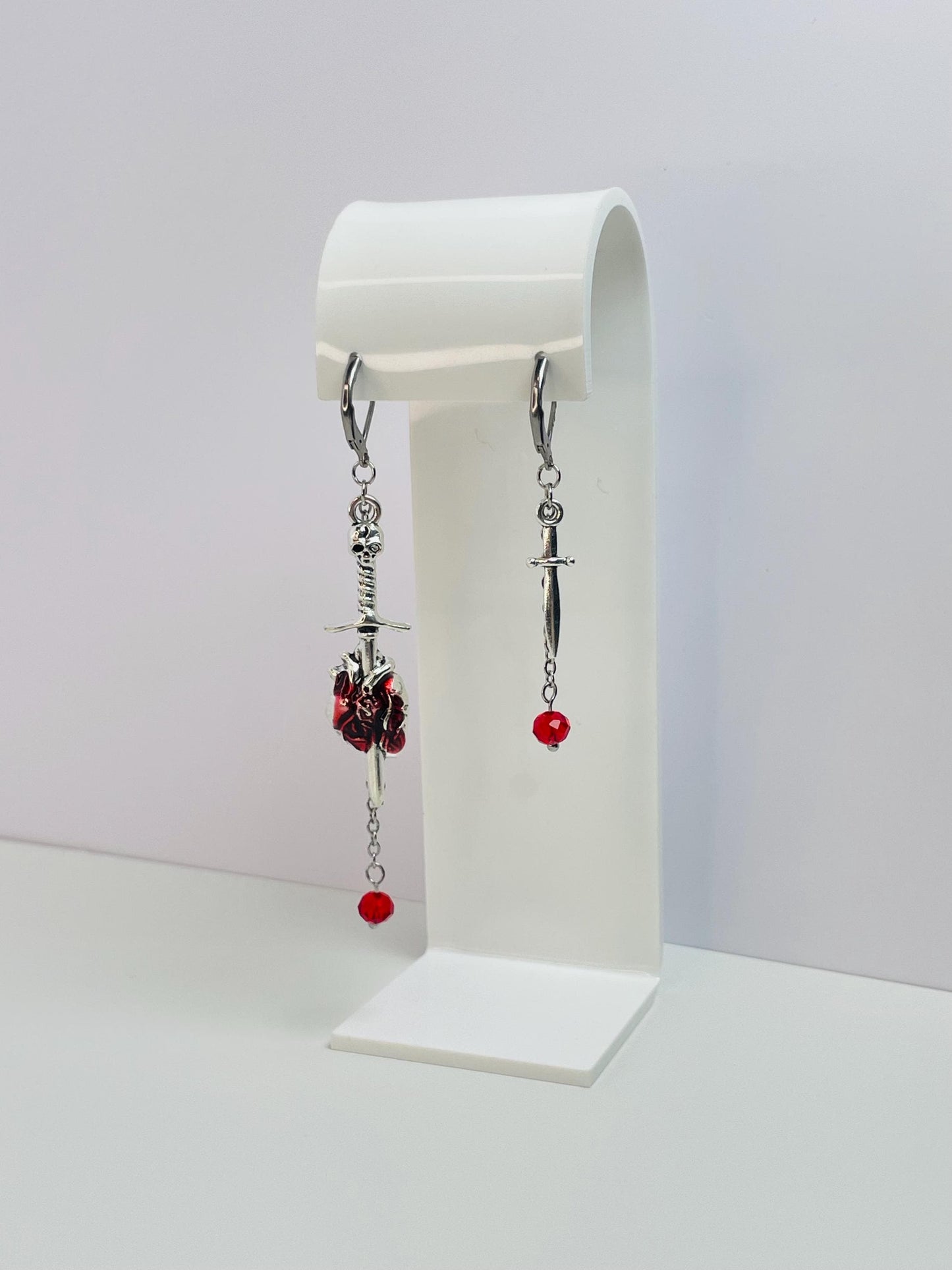 Sword Mismatch Dangle Earrings | Silver Gothic Y2K Jewelry