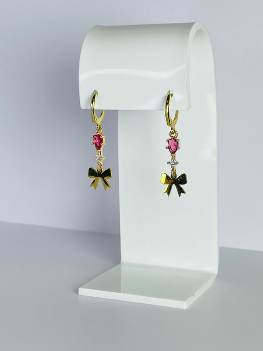 Gold Teardrop Bow Earrings | Romantic Fairycore Botanical Jewelry