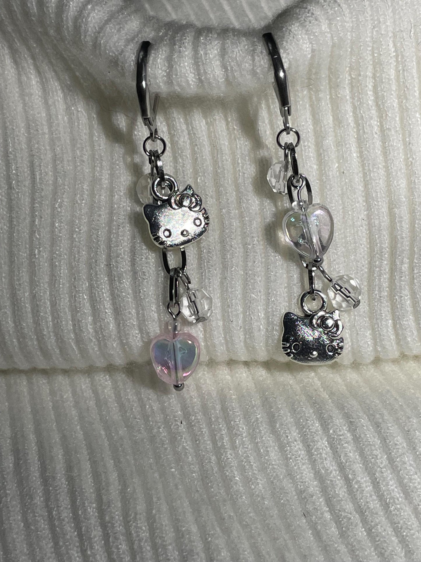 Mismatch Kawaii Cat Earrings | Grunge Fairycore Asymmetrical Dangle Jewelry