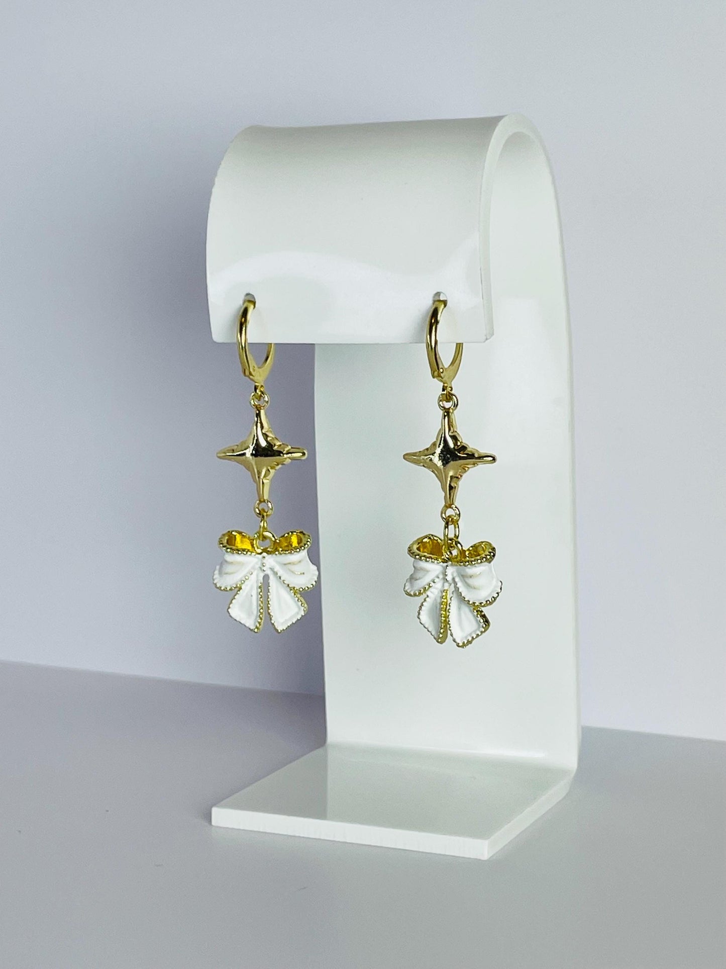 Gold Bow Star Earrings | Fairycore Botanical Romantic Jewelry