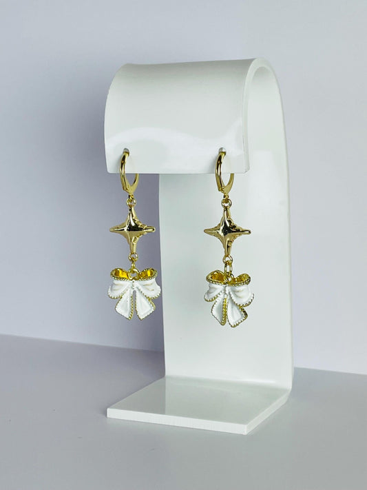 Gold Bow Star Earrings | Fairycore Botanical Romantic Jewelry